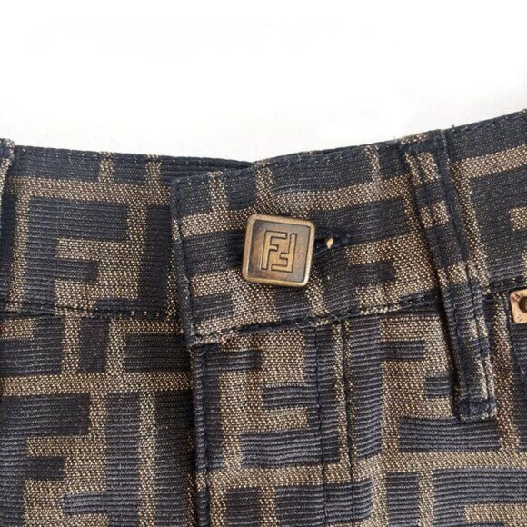 Authentic FENDI FF Zucca Vintage Printed Mini Skirt Brown Tan Pockets - Picture 6 of 12